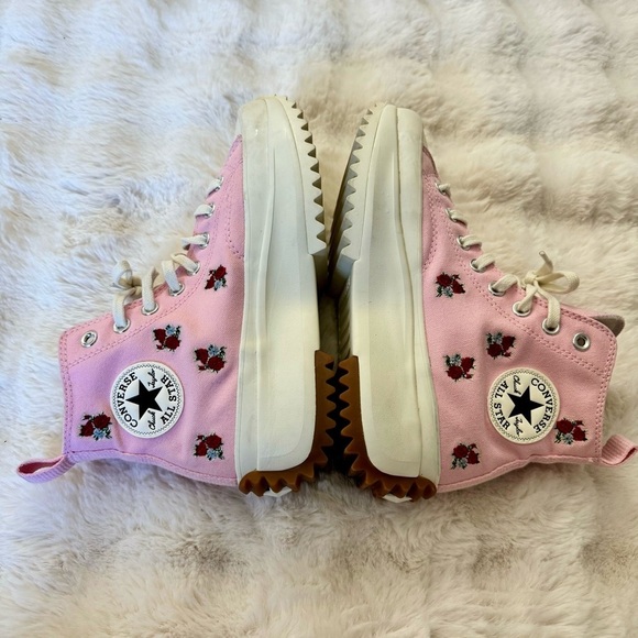 Converse Run Star Hike High Embroidered Rose Lace up Platform Women’s Size 8 - Picture 5 of 9